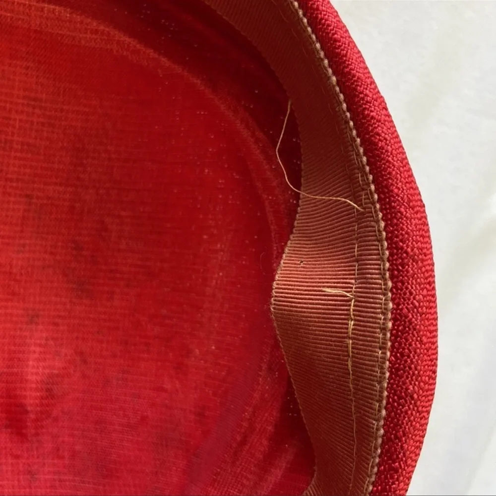 Vintage Hat Rhinestones Shimmer Red‎ Bow
